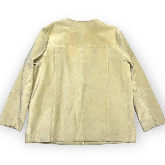 Vintage 90s GENUINE LEATHER SUEDE Snap-Up Luxury Designer Jacket - XL - Picture 3 of 5
